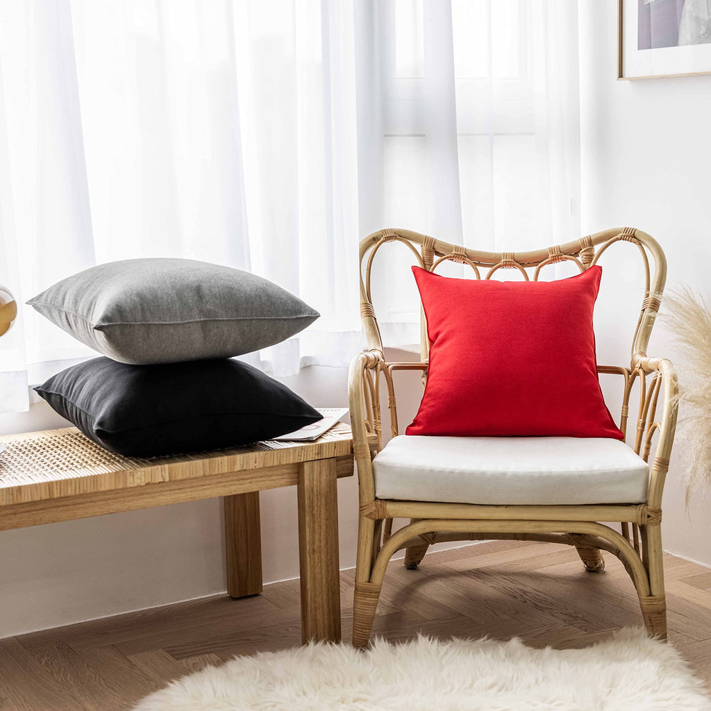 Outdoor Pillow Covers 16x16 Waterproof Linen Pillow Covers Boho Throw Pillows Covers Sofa Girls Babies, 4 Pieces
