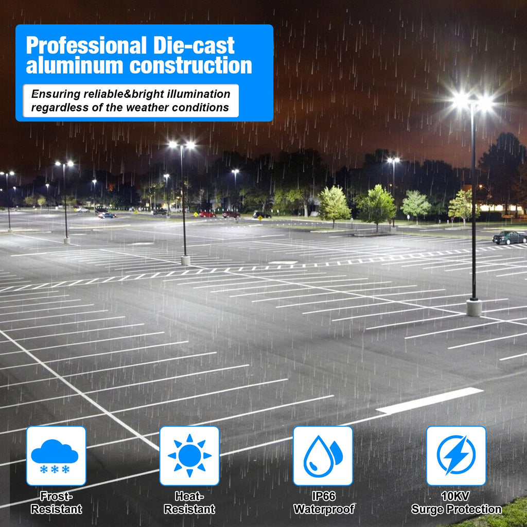 LED Parking Lot Light, 150W, 21, 5000K, Shoebox Light with Dusk to Dawn Photocell, Adjustable Arm Mount, IP66