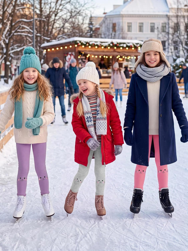 3 Pack Girls Winter Fleece Lined Leggings Thick Warm Leggings Footless Velvet Pants Tights for Girls