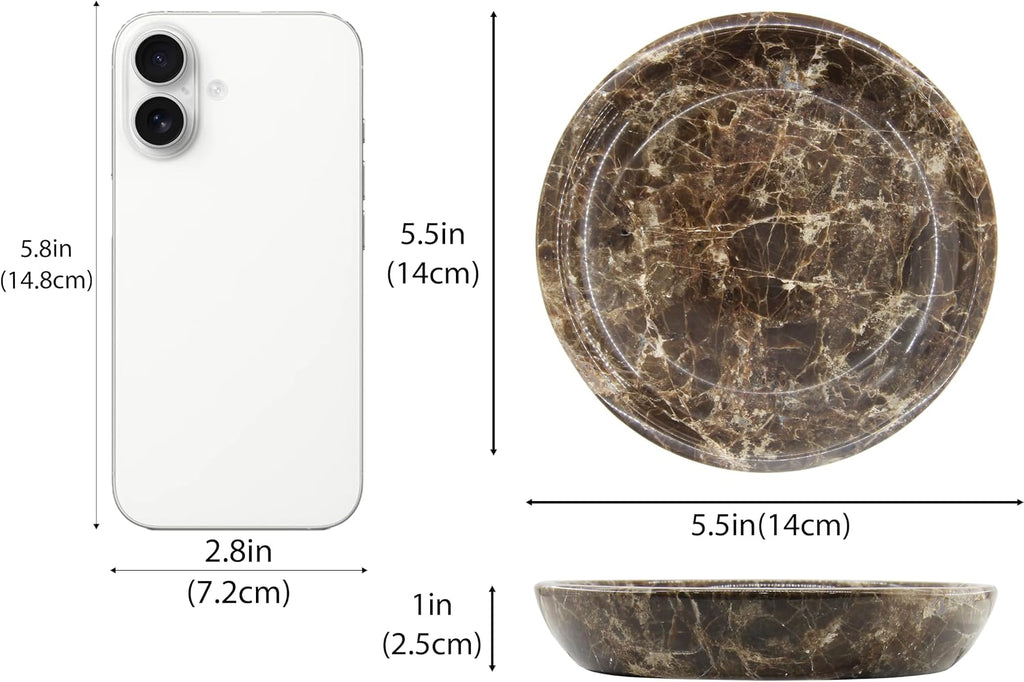 Small Natural Marble Jewelry Tray Key Plate Holder Dish Trinket Decor Catch All Bowl for Ring Earring Stone Gift
