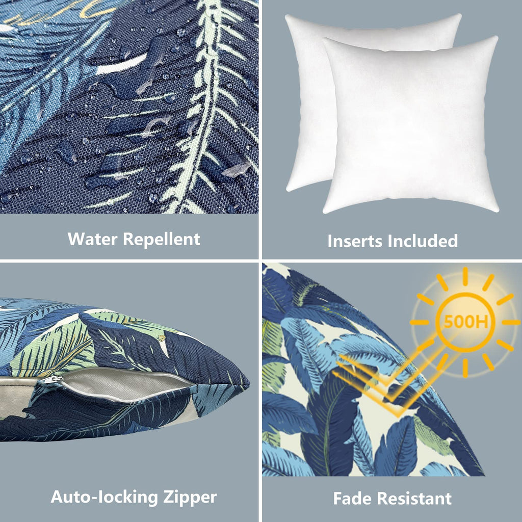 Outdoor Throw Pillows, Decorative Throw Pillows with Inserts, 20"x20" Square Pillows for Bed, Couch, Sofa and Patio