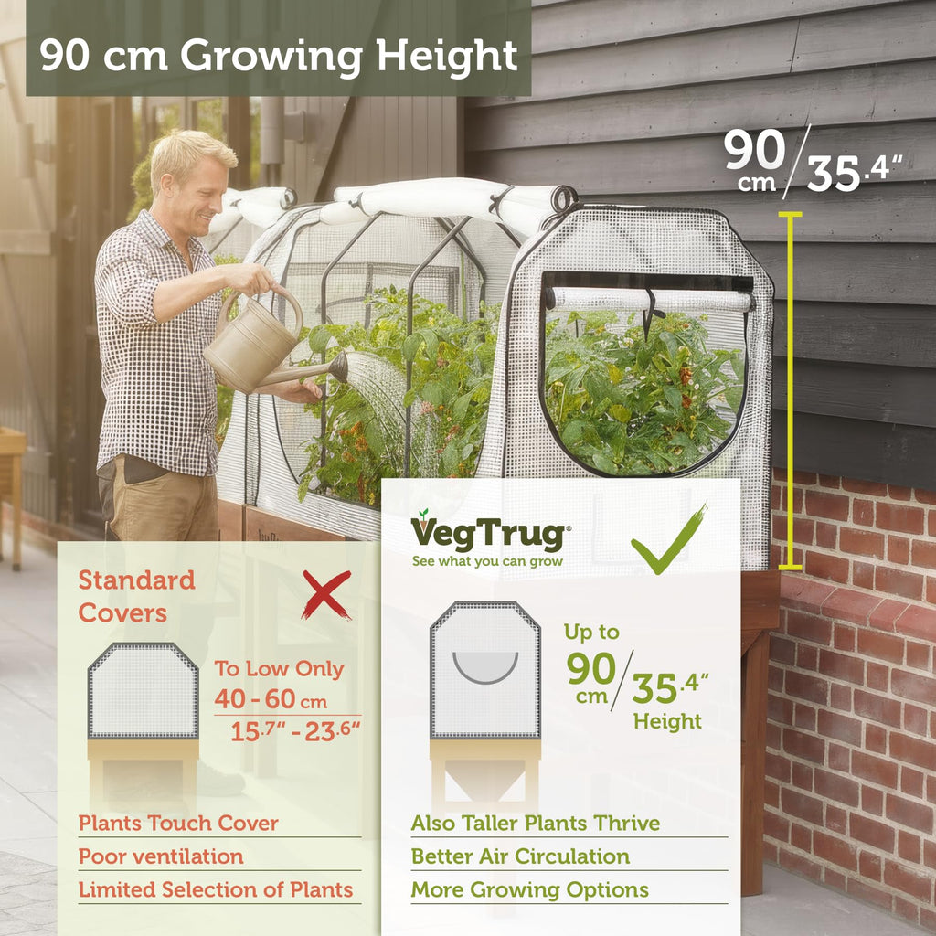 Classic Greenhouse Frame and Multi-Cover Set, Compatible with Medium Classic Planter, 28" x 70.7" x 35.4", White
