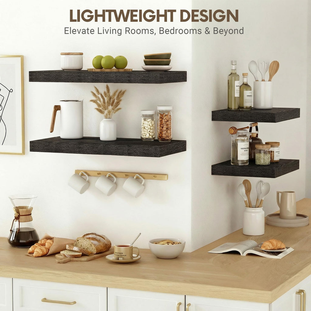 10 in Deep Floating Shelves 16" Set of 2, Black