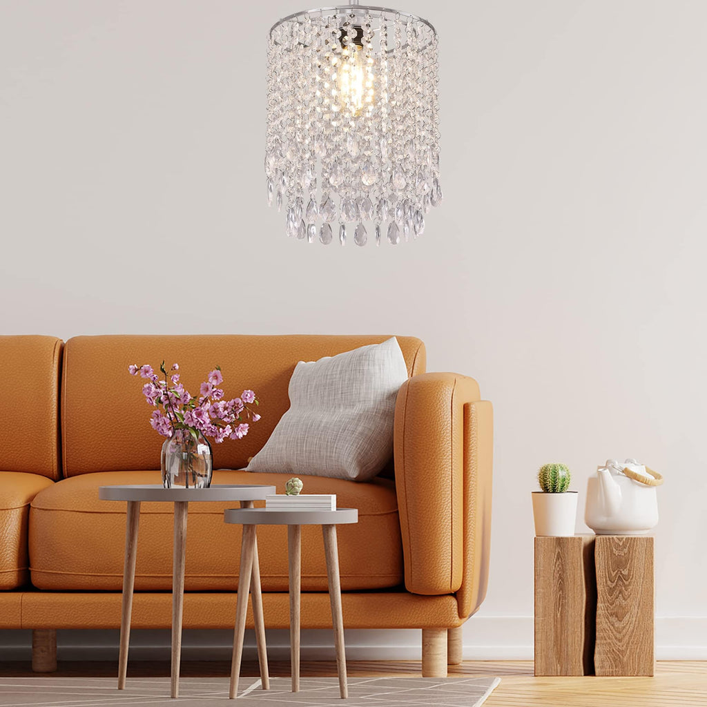 Chandelier Shades, Mini Crystal Shade, Acrylic Beaded Hanging Lampshade, Modern 2-Tiers Pendant Light Shades