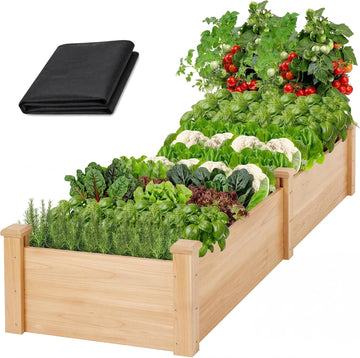 Raised Garden Bed Wooden Planter Box for Vegetables/Flowers, Wood | Fir wood raised bed offers easy assembly, and a