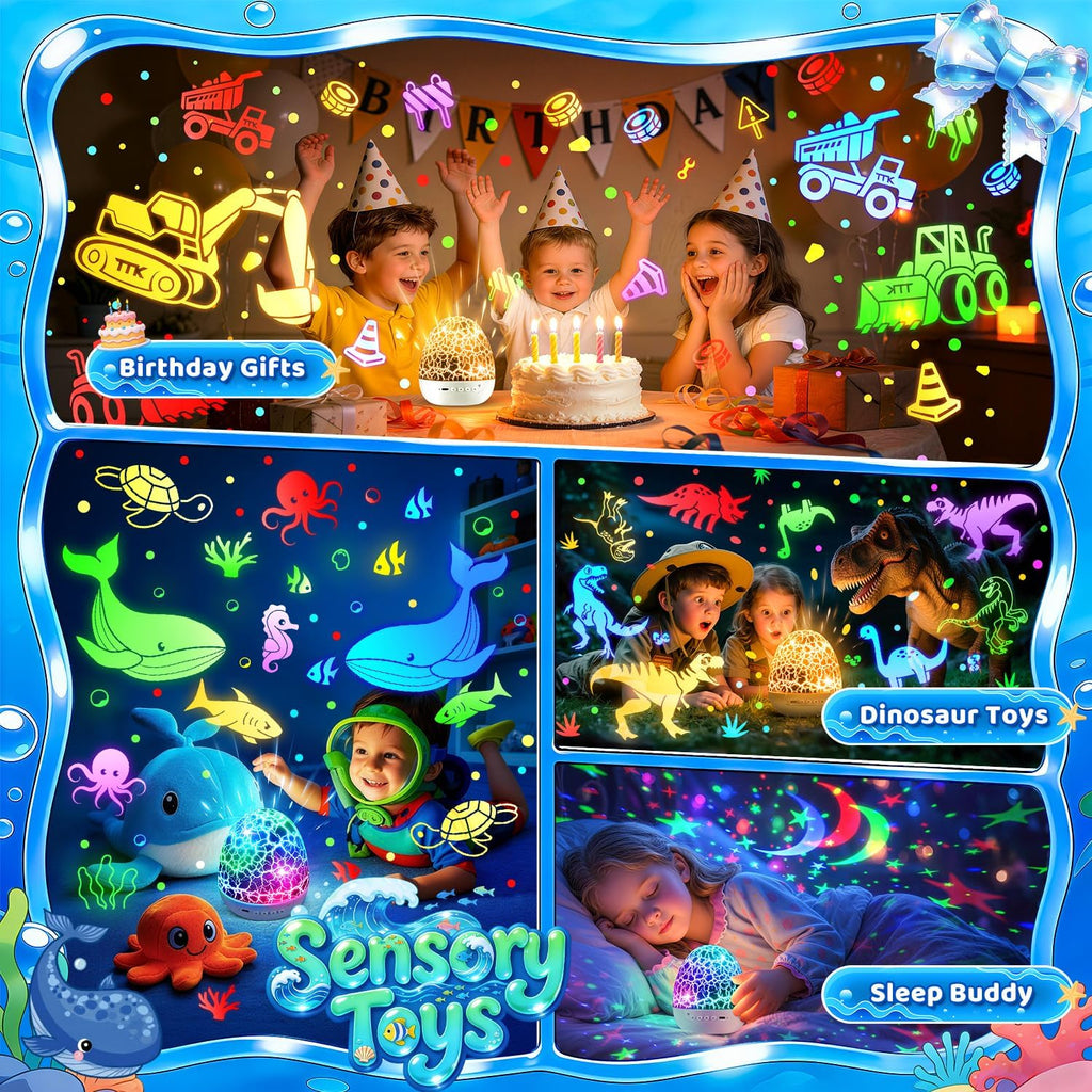 Star Projector Night Light for Kids, 6 Films & 15 Lullabies White Noise Sound Machine, Sensory Toys for Boys