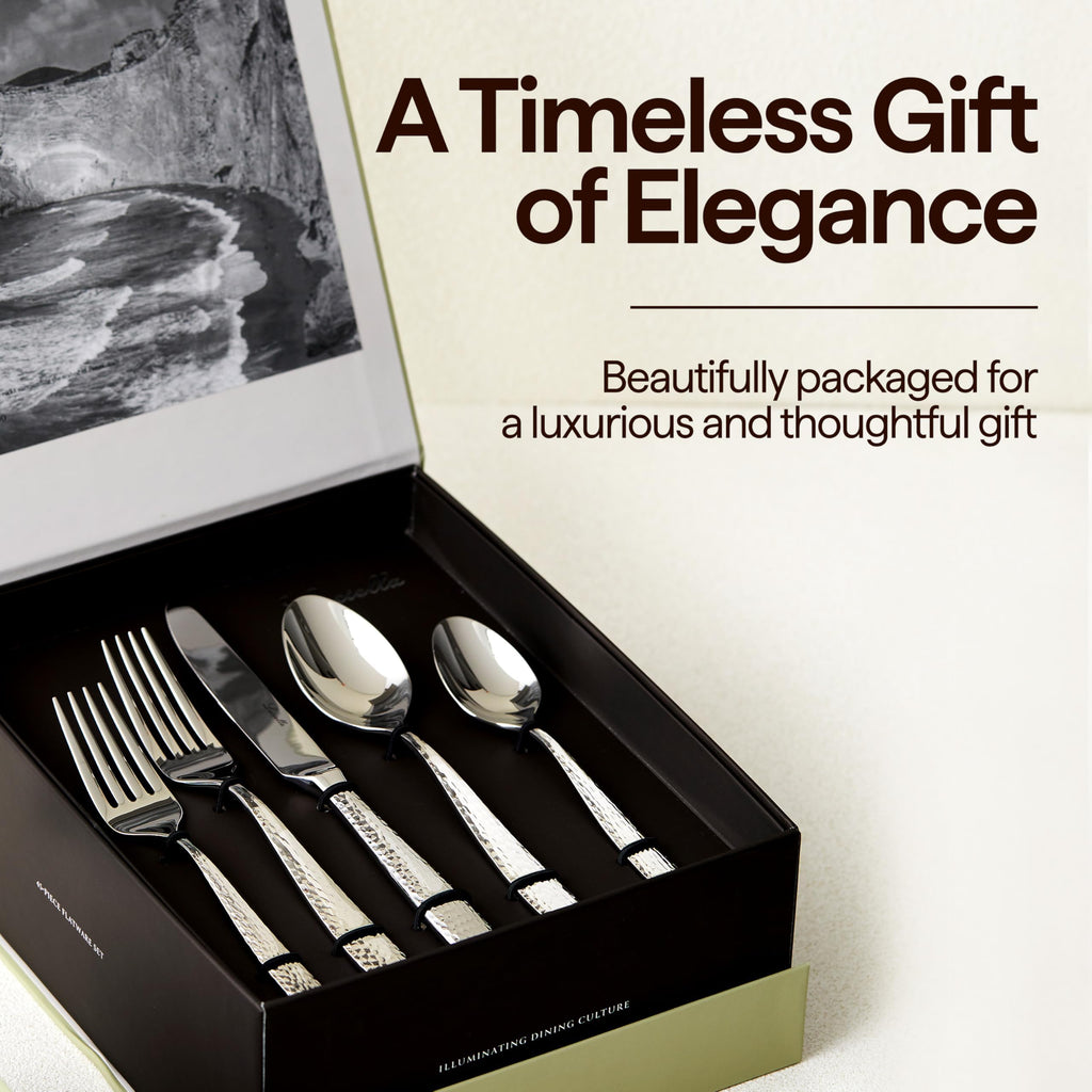 60-Piece Hammered 18/10 Forged Silverware Set for 12 (Ponza)