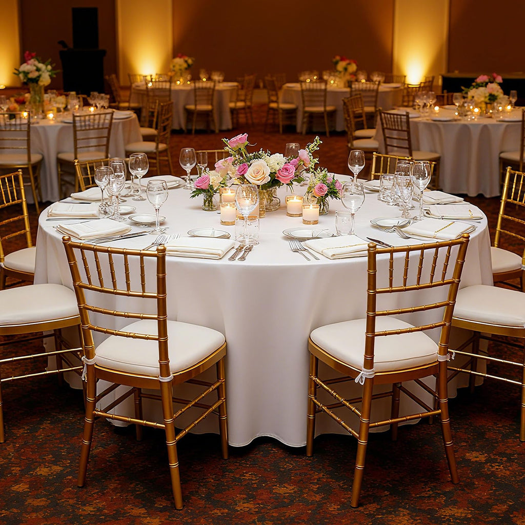 White Round Tablecloths 10 Pack, 120 Inches in Diameter, Stain- & Wrinkle- Resistant, Machine Washable Table Clothes