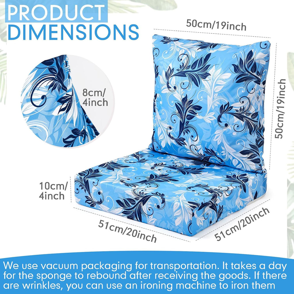 4 Set Outdoor Chair Patio Cushions 20 x 20 Inch Deep Seat Waterproof Chair Cushions Furniture Set Replacement