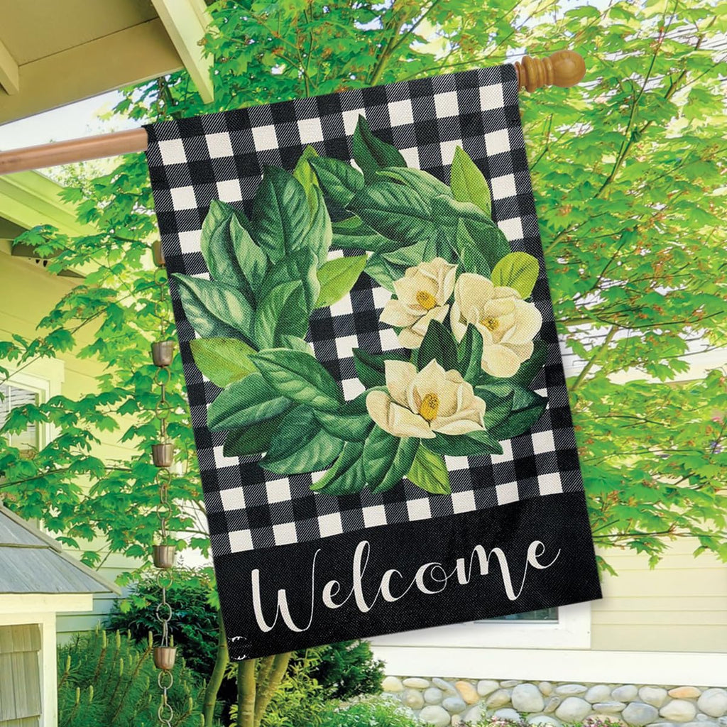 Winter House Flag 40x28 For Outdoor Magnolia Wreath Burlap For Winter House Flag