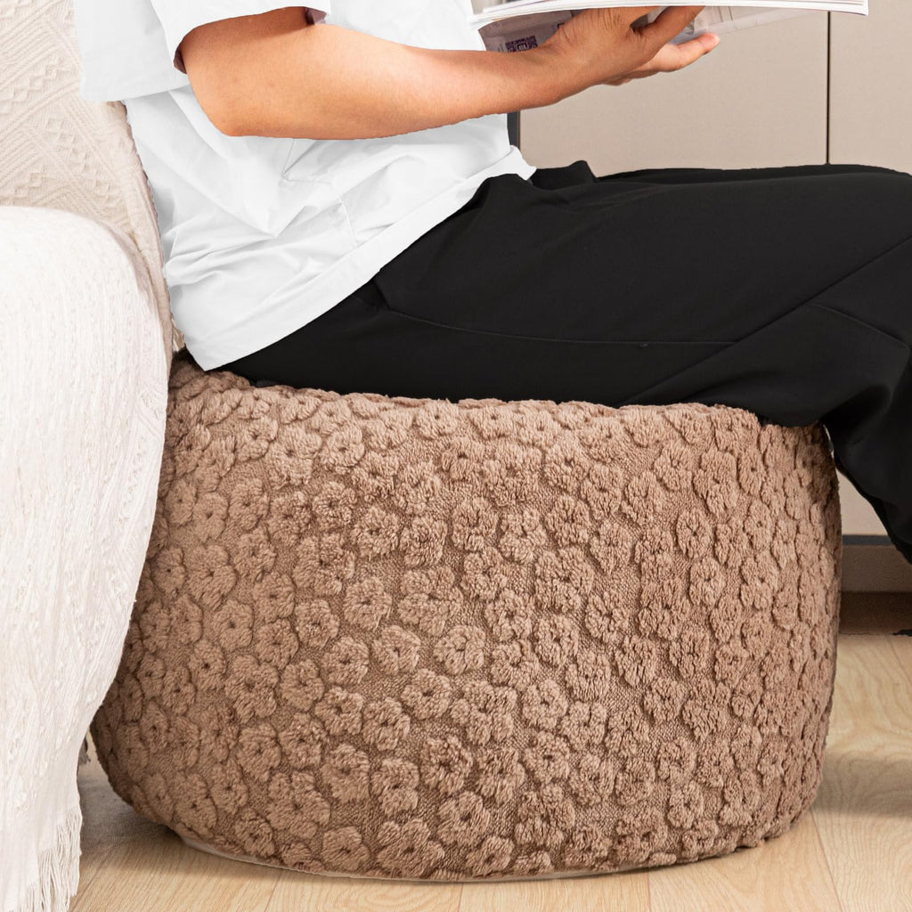 Round Pouf Ottoman Footstool 20x14In Ottoman Footrest for Couch Sofa Coffee