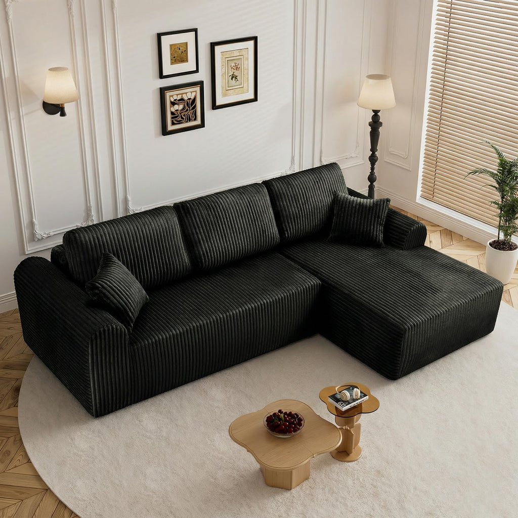 110" Boneless Cloud Sectional Couches, Comfy Fluffy L Shaped Memory Foam Deep Seat Boneless Couch, Modular Sectional