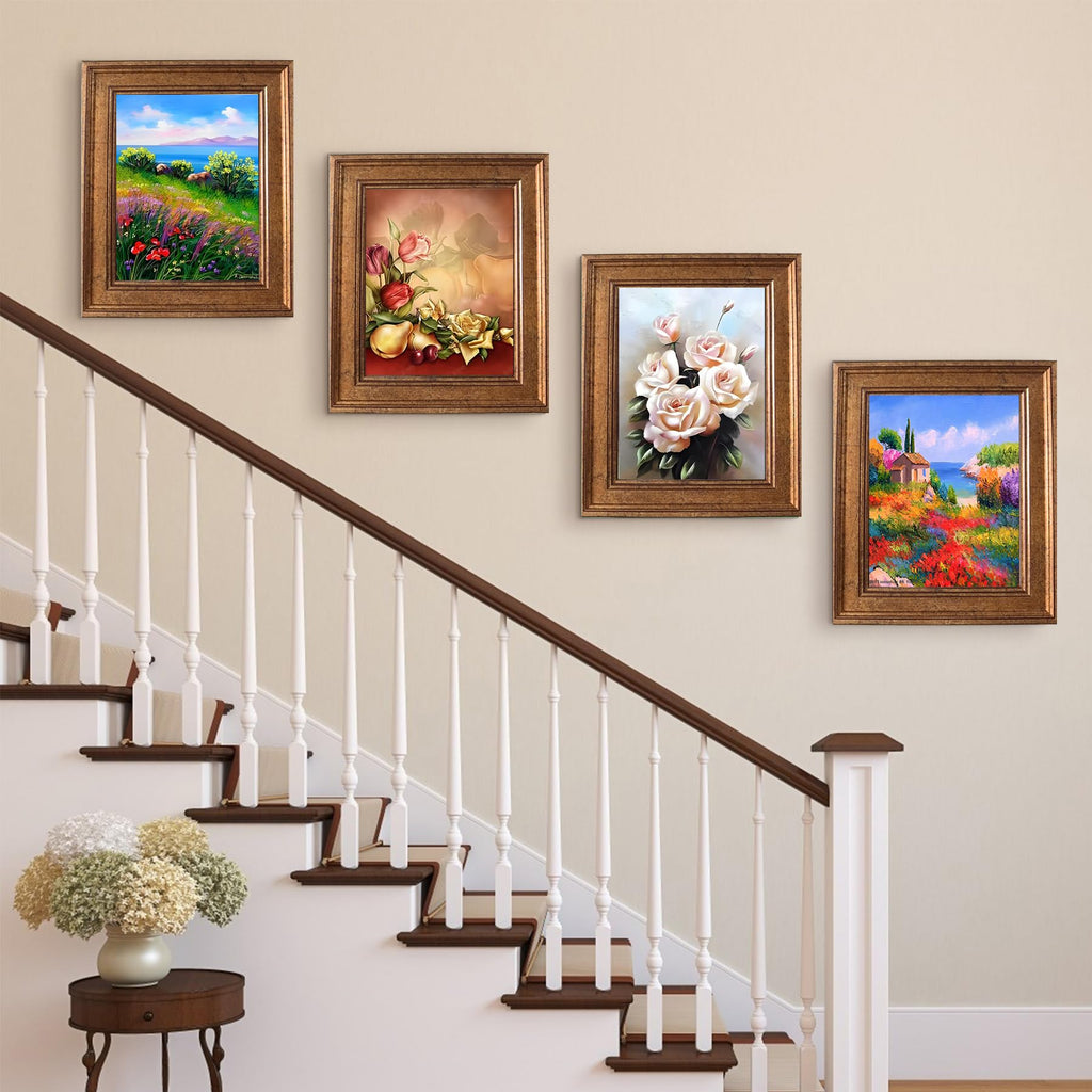 8x10 Picture Frame Set of 4, Rustic Bronze Picture Frames for Table or Wall Hanging