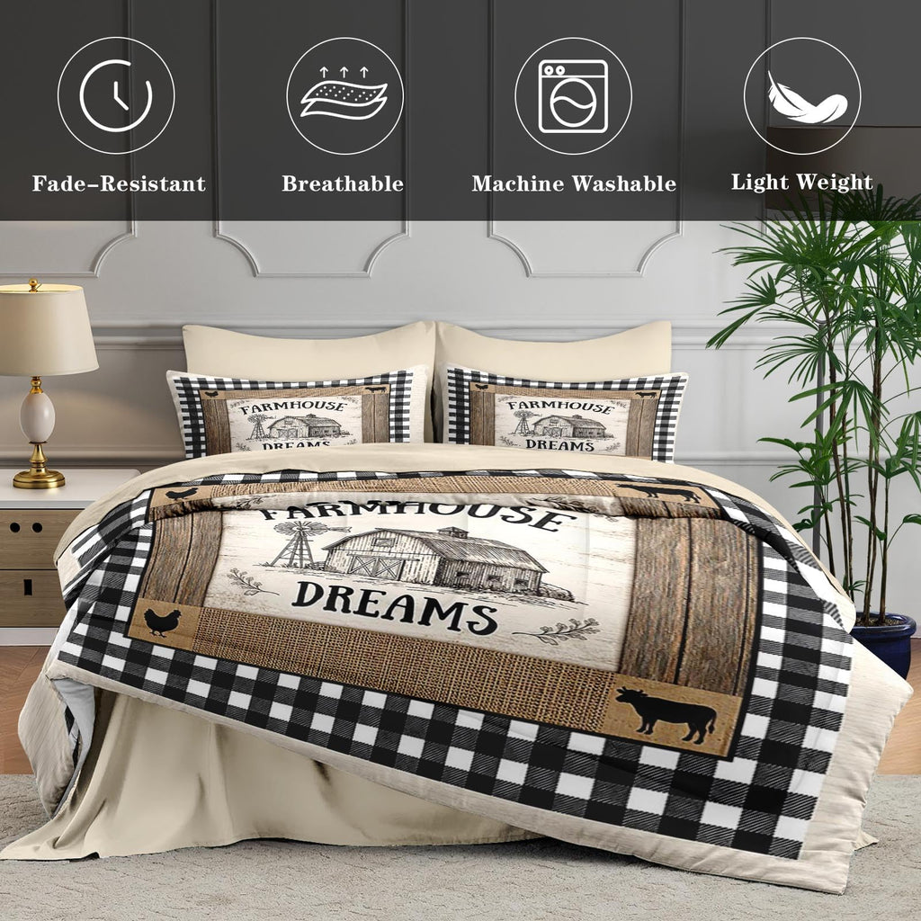 Comforter Set with Sheets, 7 Pieces Farmhouse Rustic Bedding