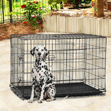 Dog Crate | 48" | Black | Foldable Metal Kennel with Double Doors, Secure Slide-Bolt Latches
