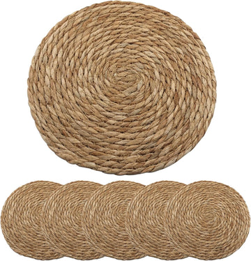 Woven Placemats Round, 12 Inch - Set of 6