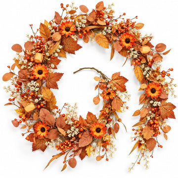 6.5ft Fall Garland for Decoration, Artificial Bittersweet Maple Leaf Hanging Vine for Outdoor, Fireplace Mantle