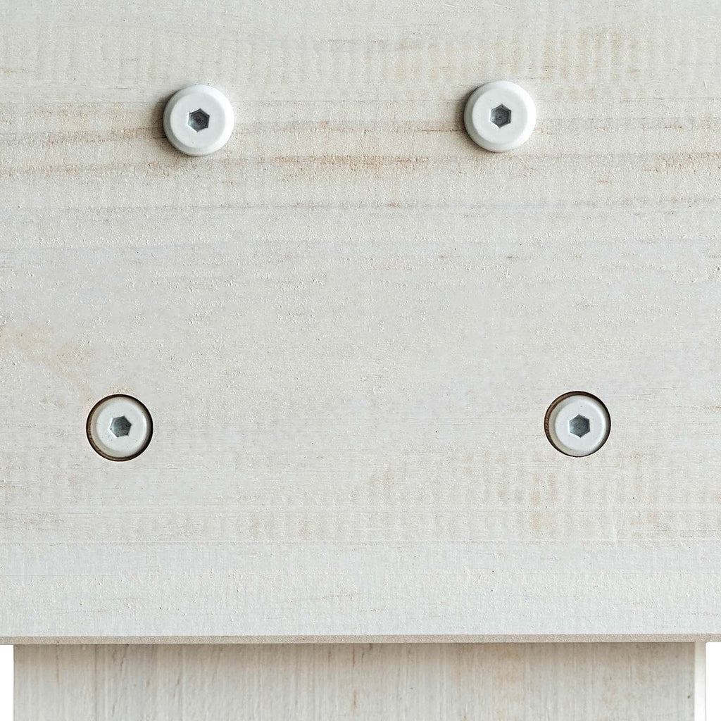 Modern Farmhouse Single Bed (Queen), Plank Headboard, White Wash