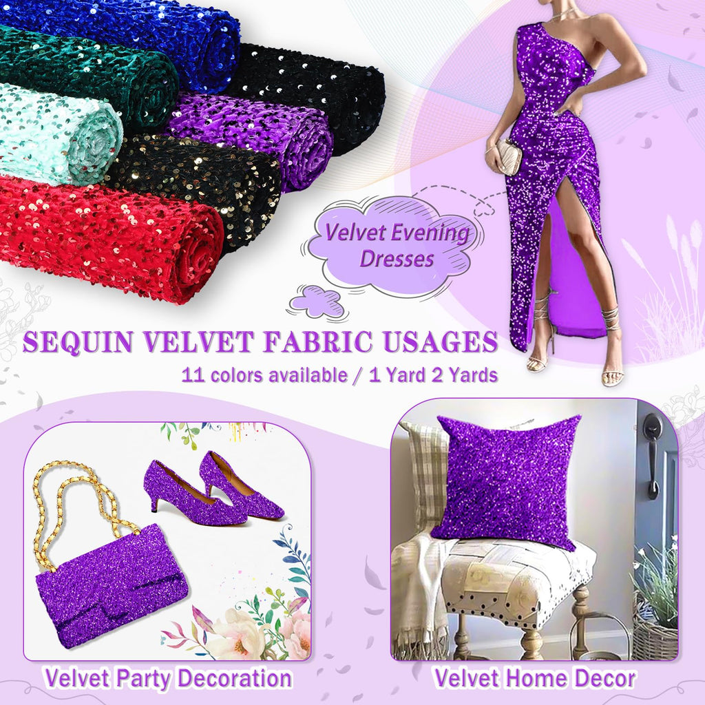 Lavender Sequin Fabric by The Yard Velvet Sequin Fabric for Sewing Clothes 1 Yard Linen Shimmer Mermaid Glitter