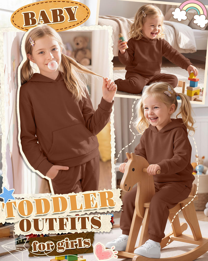 Toddler Girl Boy Outfits Sweatsuit Fall Set Brown