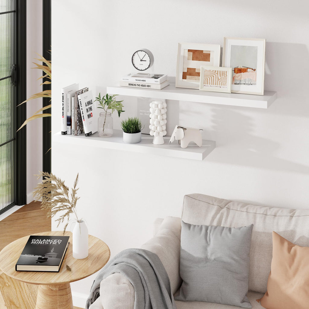 Floating Shelves for Wall, 36 inch White Wall Shelves Set of 2