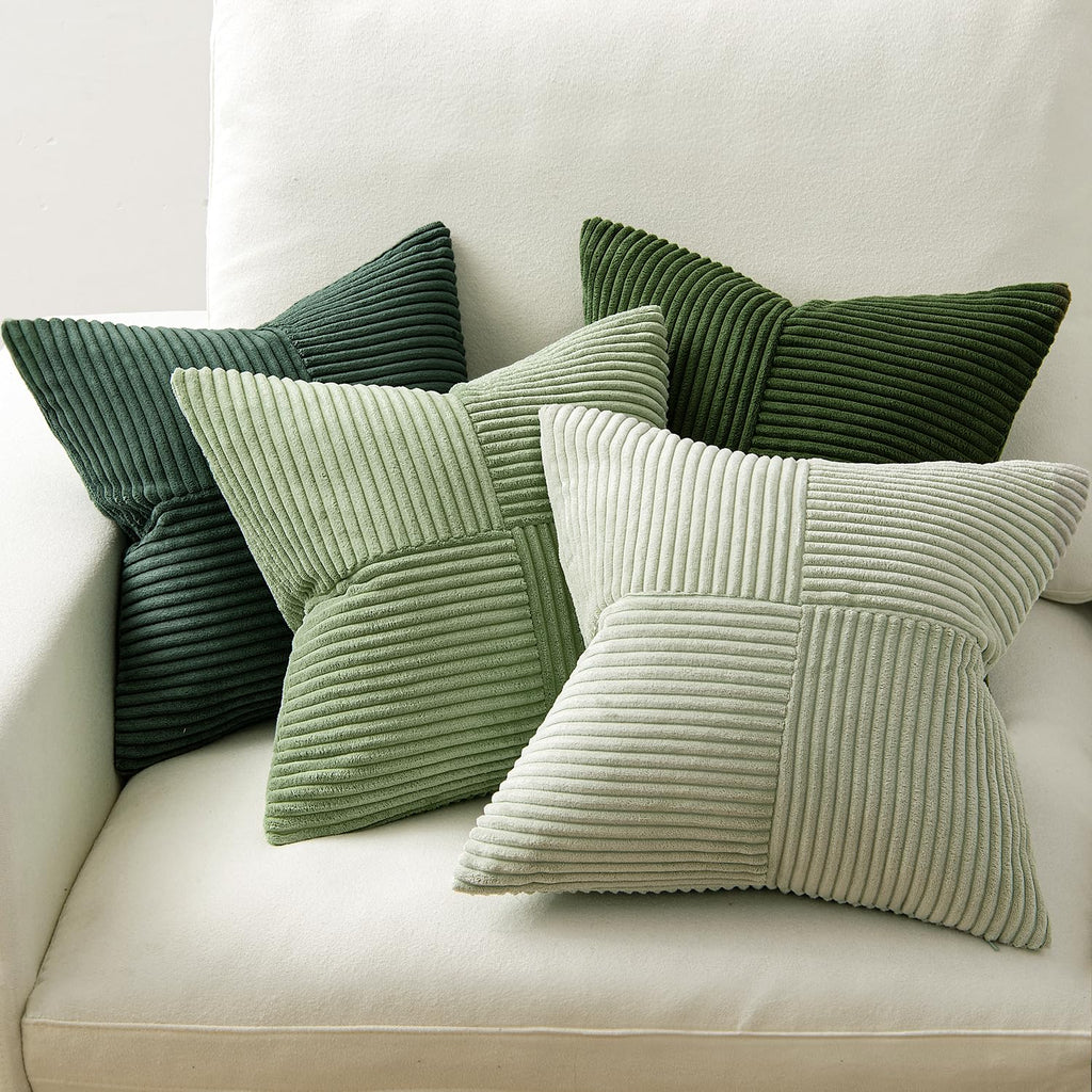 Spring Green Decorative Throw Pillow Covers 18x18 Inch Set of 4 Boho Farmhouse Cushion Covers Mordern Nordic Pillow