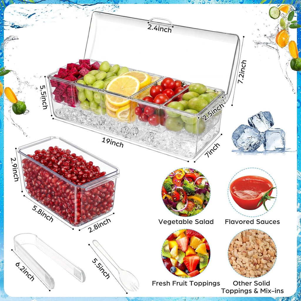 Sets Acrylic Drink Dispenser with Condiment Tray Ice Scoop, 2.7 Gallon Clear Juice Dispenser Countertop with Spigot - Set of 4