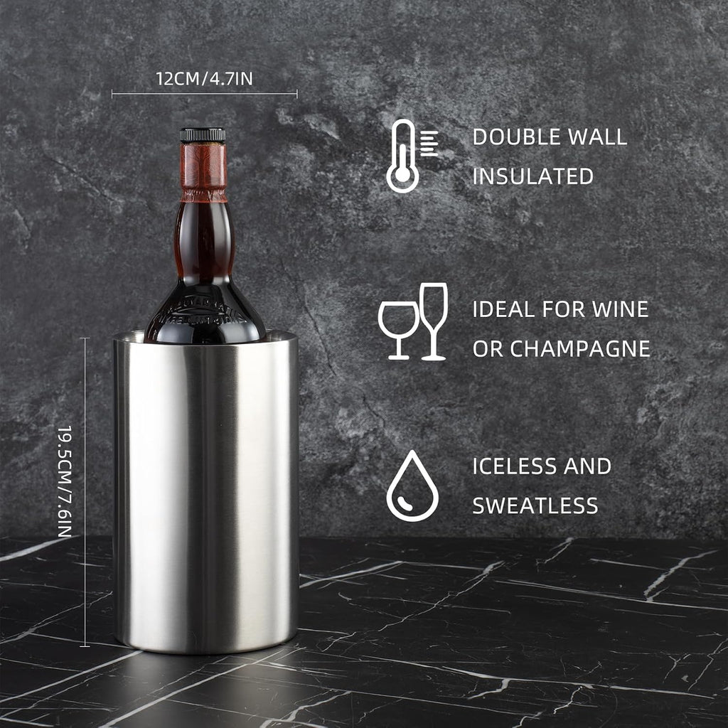 Packs Stainless Steel Double Wall Wine Cooler,Wine Chiller Bucket Champagne Ice Bucket, Fits Most Standard Sized - Set of 3