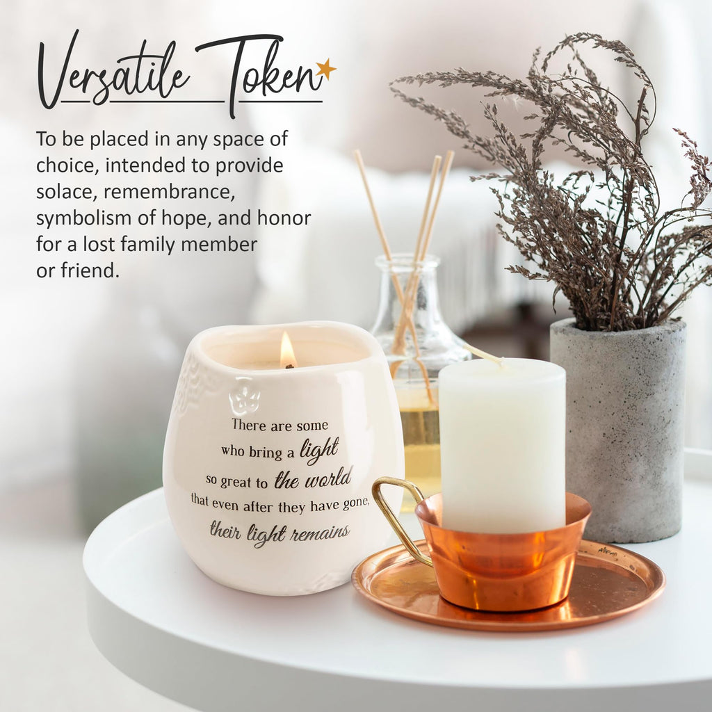 'In Memory, Light Remains' 19176 - White Ceramic Candle with Soy Wax in a Delicate Jasmine Scent, Thoughtful