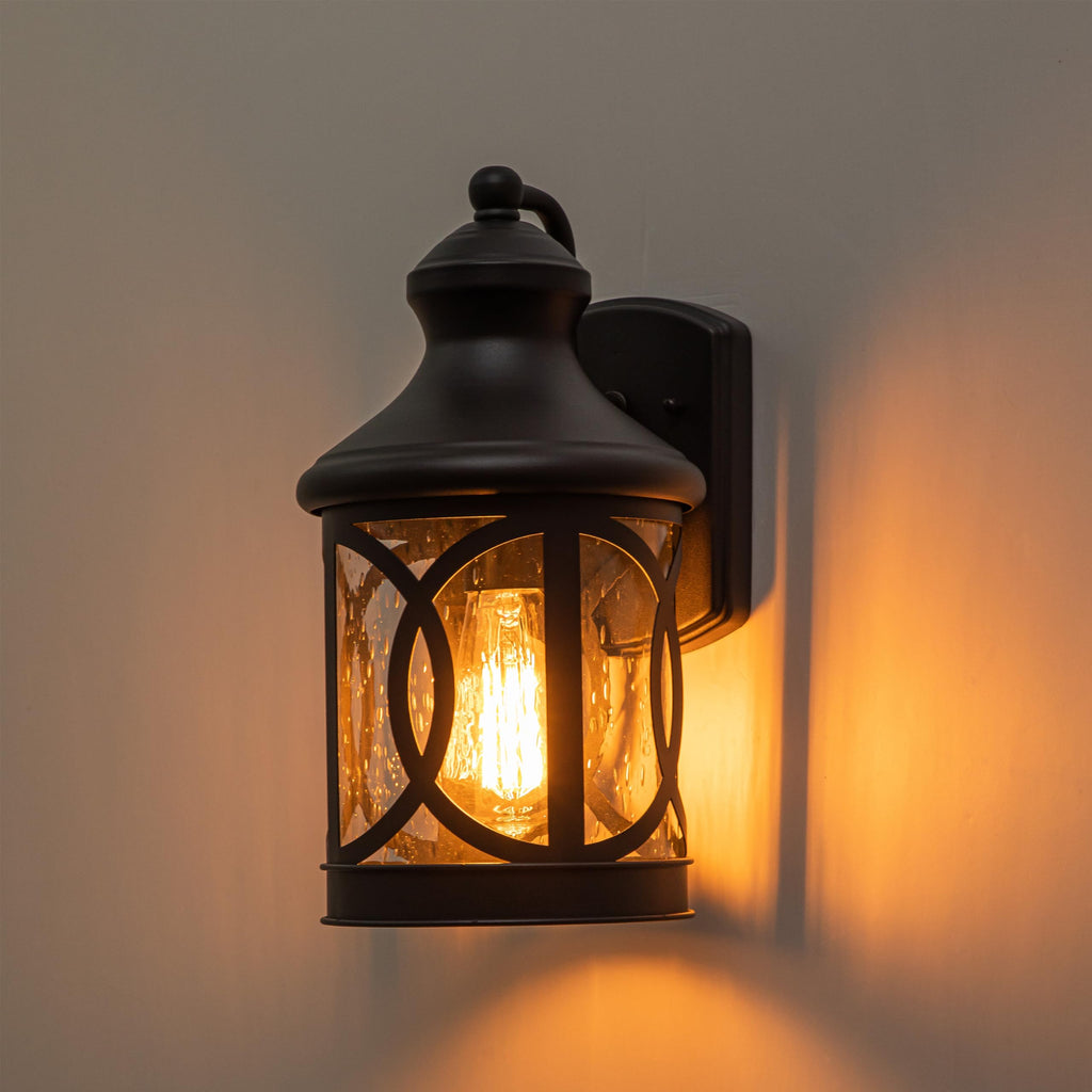 Outdoor Wall Sconce, Waterproof Exterior Light Fixture, Matte Black Porch Lantern Lights with Clear Glass Shade for