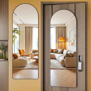 Door Mirror Full Length, 47.2 x 15.7 Inch Full Body Wall Mirror Over The Door Hanging Mirror, Cloakroom(Black)
