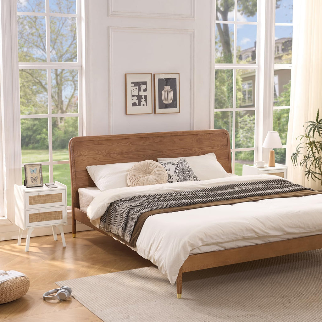 Rattan Nightstands Set of 2, 2 Drawers