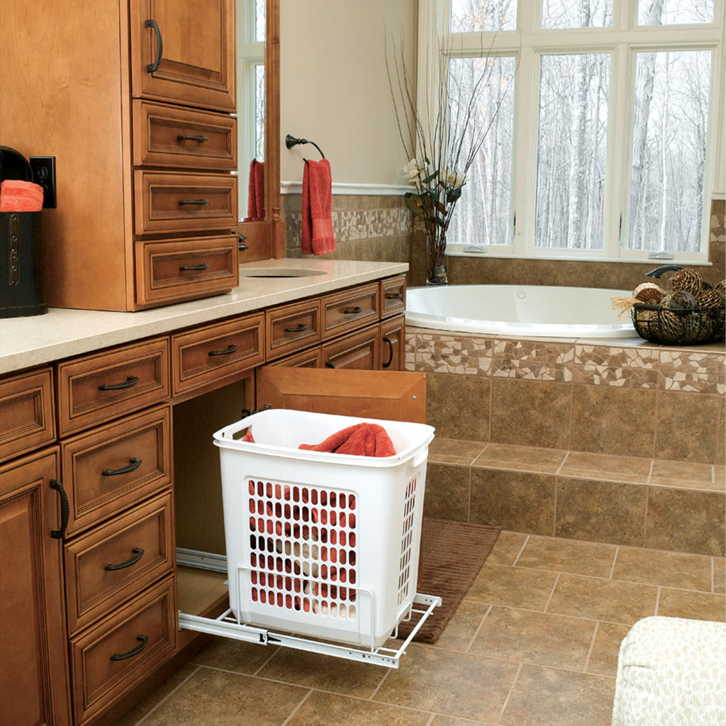 Large Pullout Clothes Hamper, Steel Frame & Polymer Laundry Bin