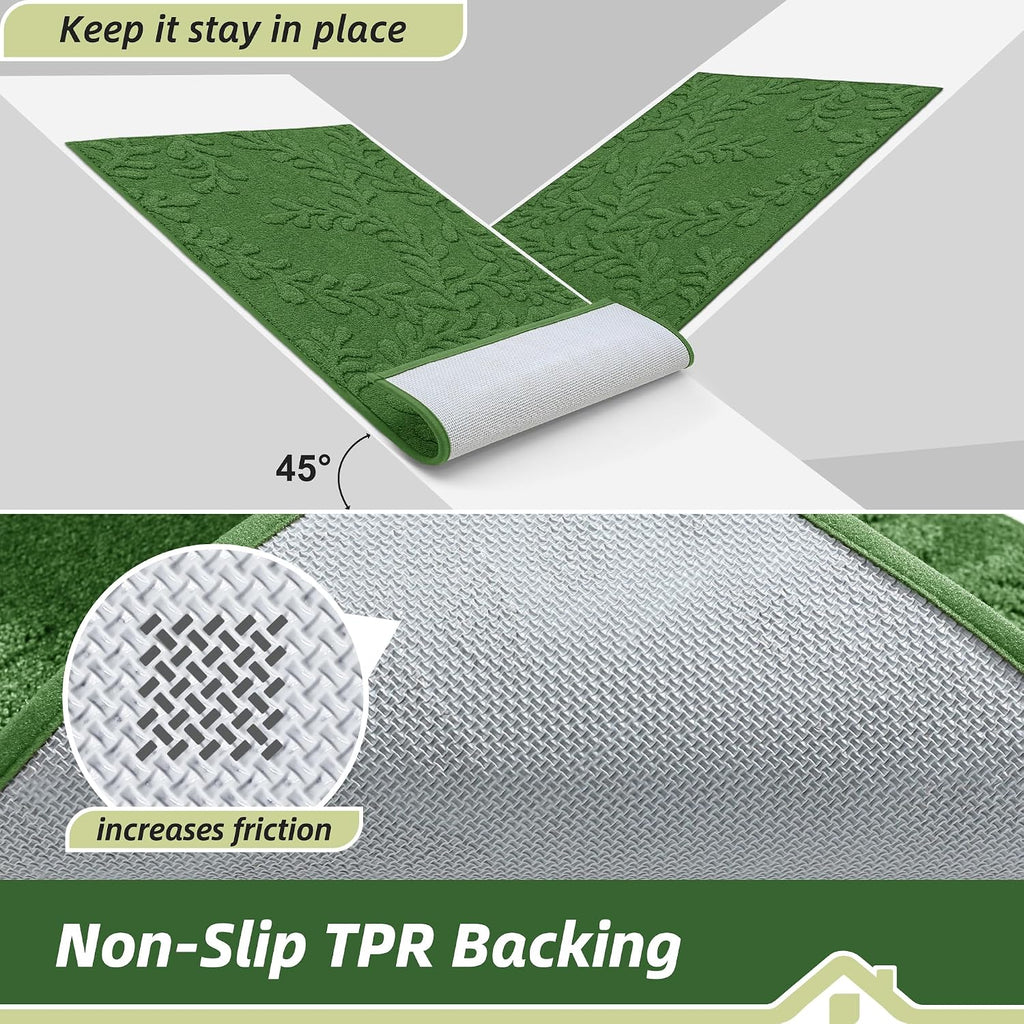 Dirt Trapper Door Mats 24" x 36", Non-Slip Doormat, Green | TPR Backing Dog Door Mat, Super Absorbent Welcome Mat for