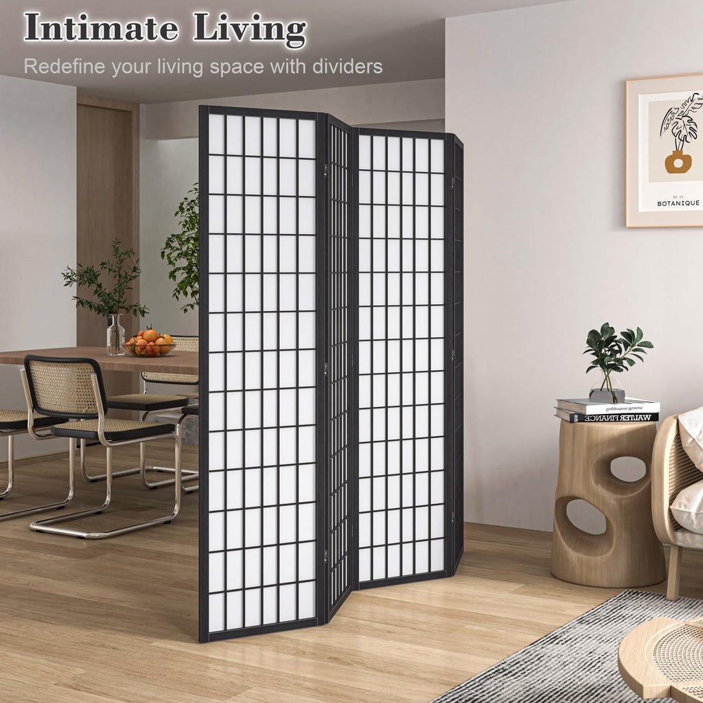 4 Panel Shoji Screen Room Divider, Folding Privacy Screens, Room Partitions and Dividers, Decorative Room Dividers