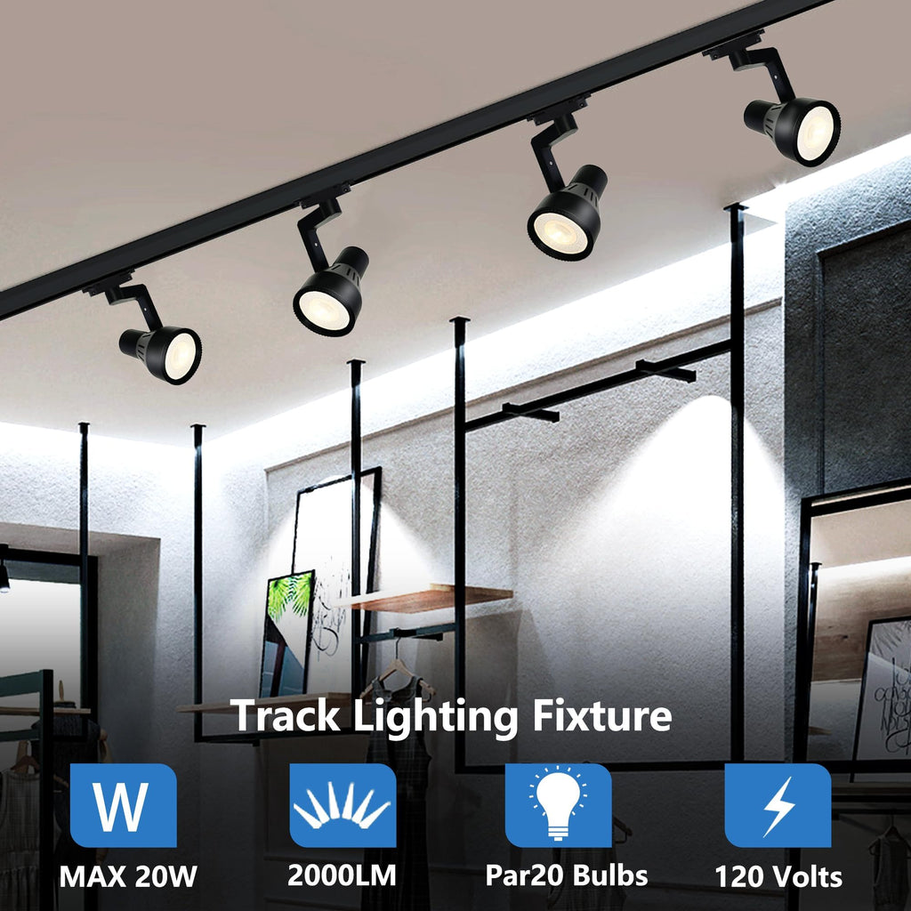 Plug in H Type LED Track Lighting Kit Dimmable Spotlight Complete System