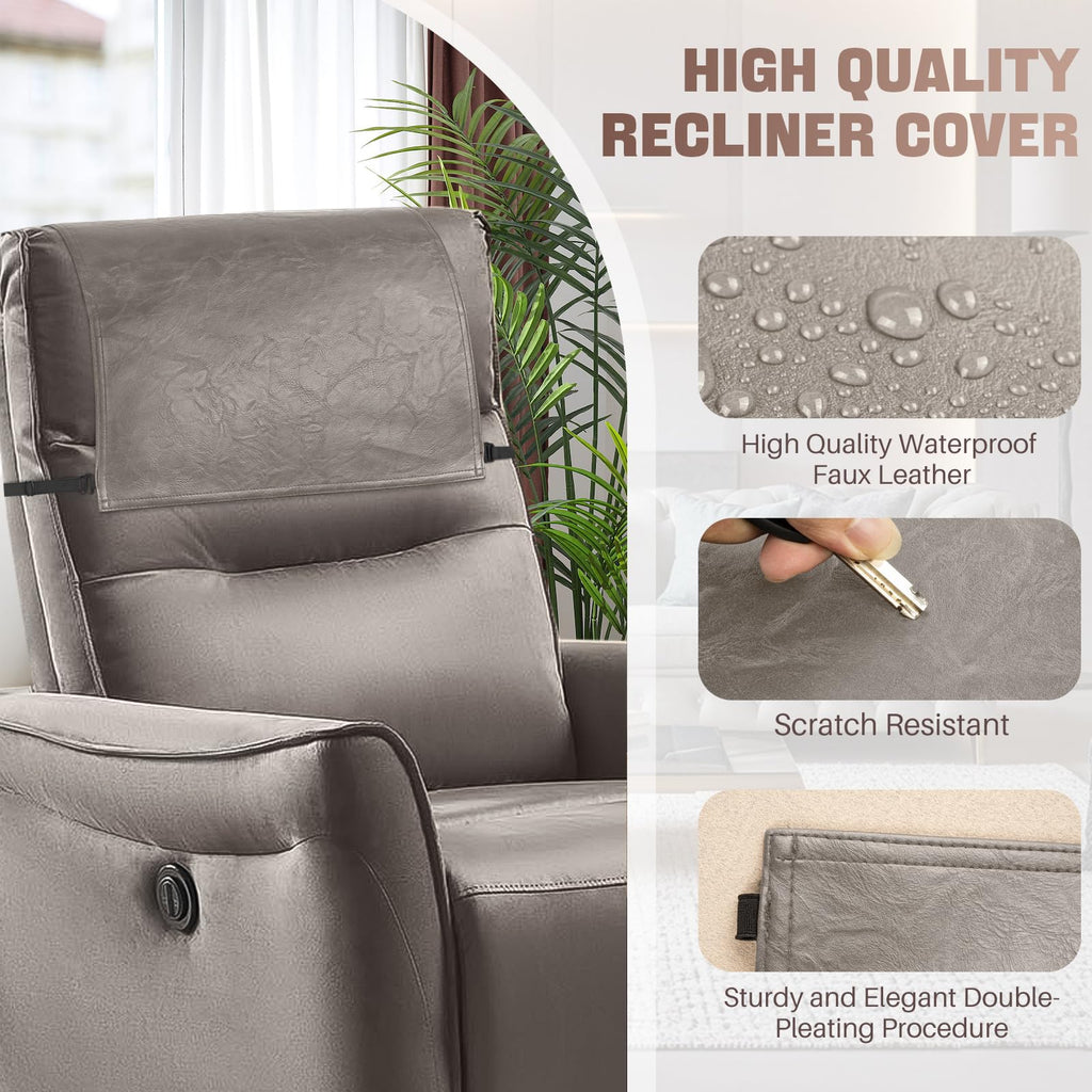 Recliner Headrest Protector, Non Slip Waterproof Headrest Cover, Leather Recliner Headrest Cover for