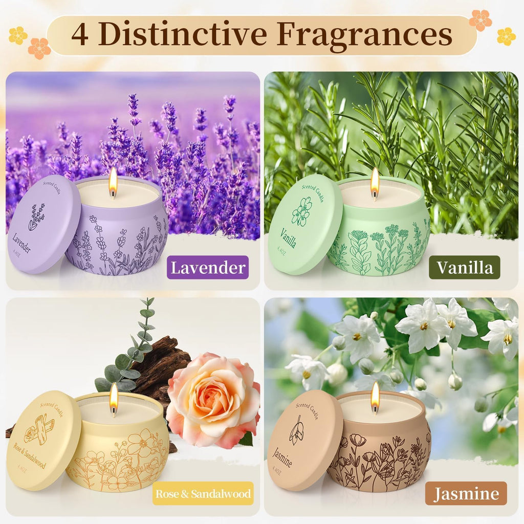 Scented Candles Gift Set for Women, 17.6oz, 4 Pack Soy Wax Scented