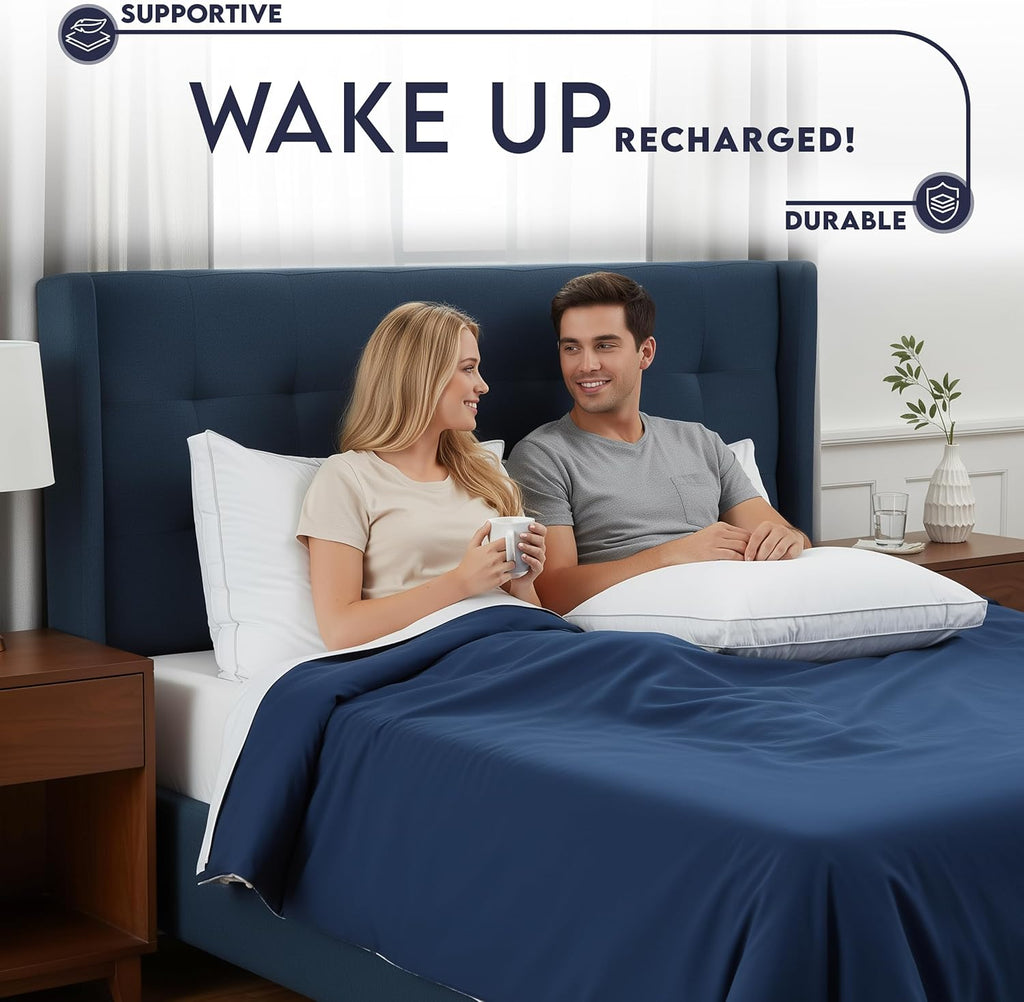 Bed Pillows for Sleeping Standard Size (White), Set of 2, Soft & Fluffy Pillow with Down Alternative Filling