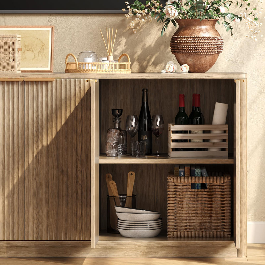 67" Oak Fluted TV Stand for TVs up to 75"