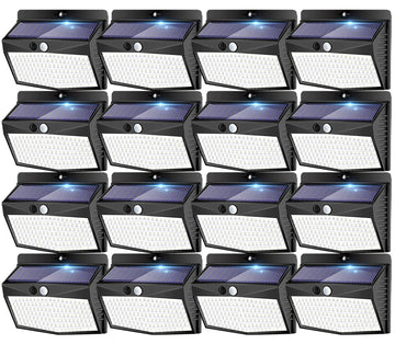 Solar Motion Sensor Outdoor Light 16Pack, 168 LED, Black-Cool White