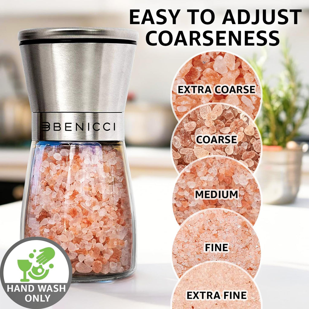 Manual Salt and Pepper Grinder, 5 oz Refillable Ceramic Mills - Set of 2