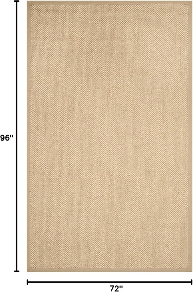 Area Rug 6x8 - Natural Fiber Collection - Maize & Linen Color, Sisal, Woven Design with Border (NF141B)