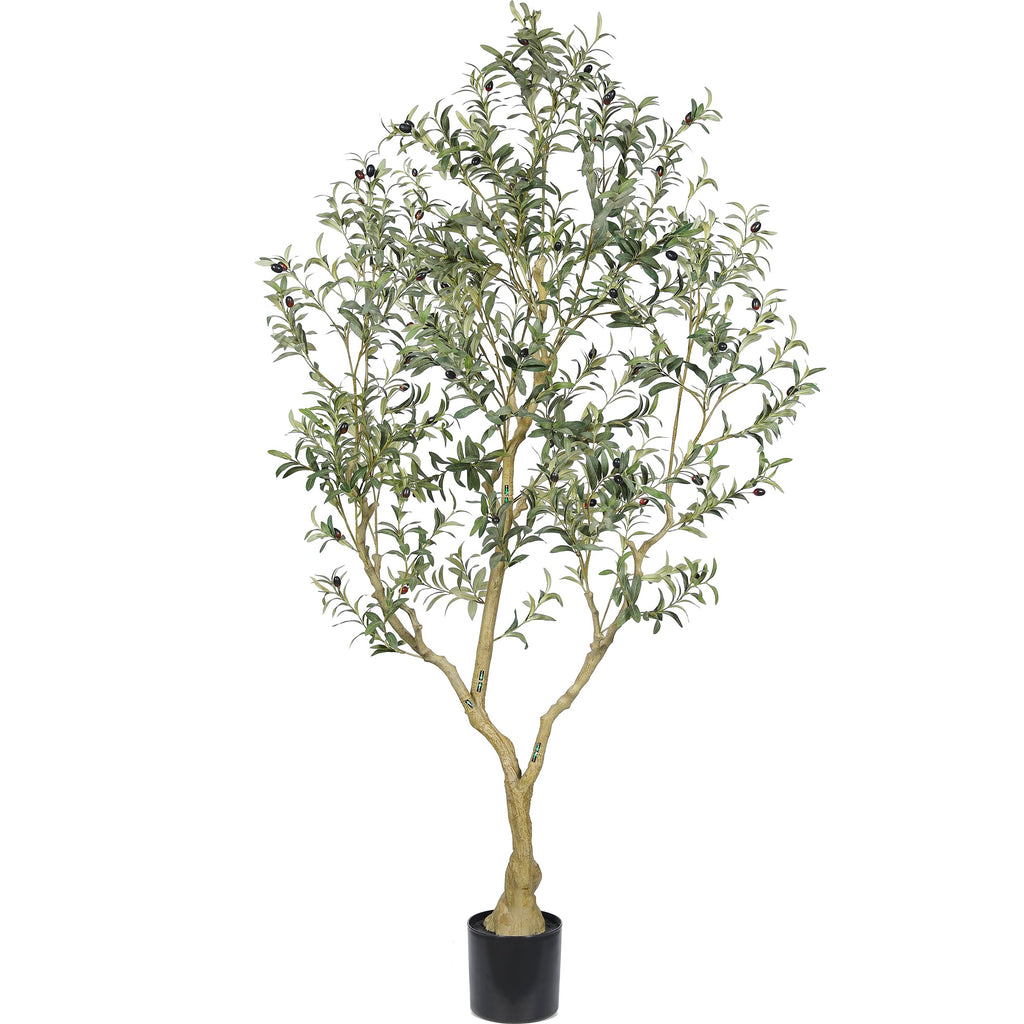 Artificial Olive Tree 7FT, UV Resistant Faux Olive Tree with Realistic Leaves & Natural-Looking Trunk, Tall Fake