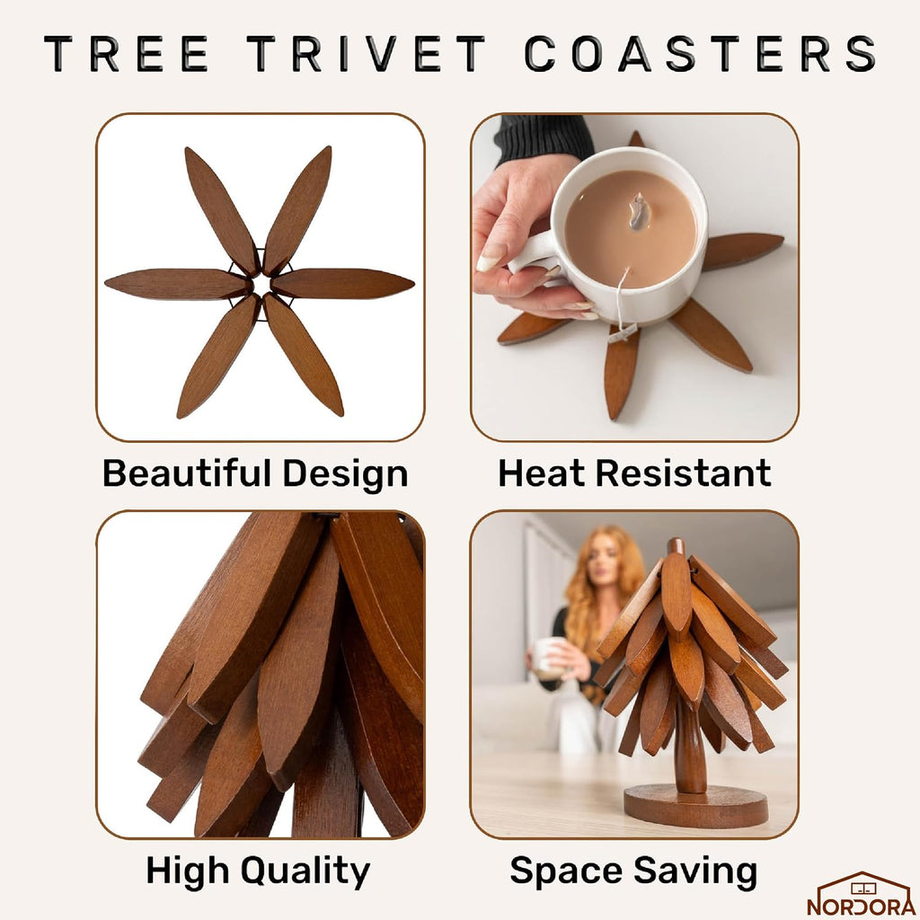 Tree Shaped Wooden Trivets for Hot Dishes, Pots & Pans - Hot Pads