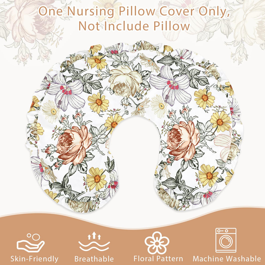 Ruffled Nursing Pillow Cover, Removable Stetchy Case for Breastfeeding Pillows, Ultra Soft and Breathable Feeding