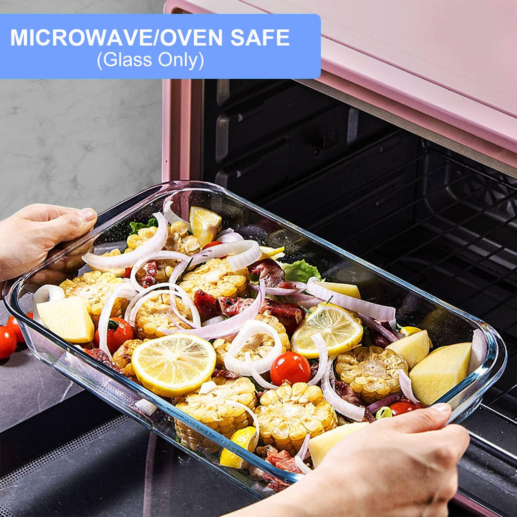 8 Pieces Glass Baking Dish with Lids, Blue