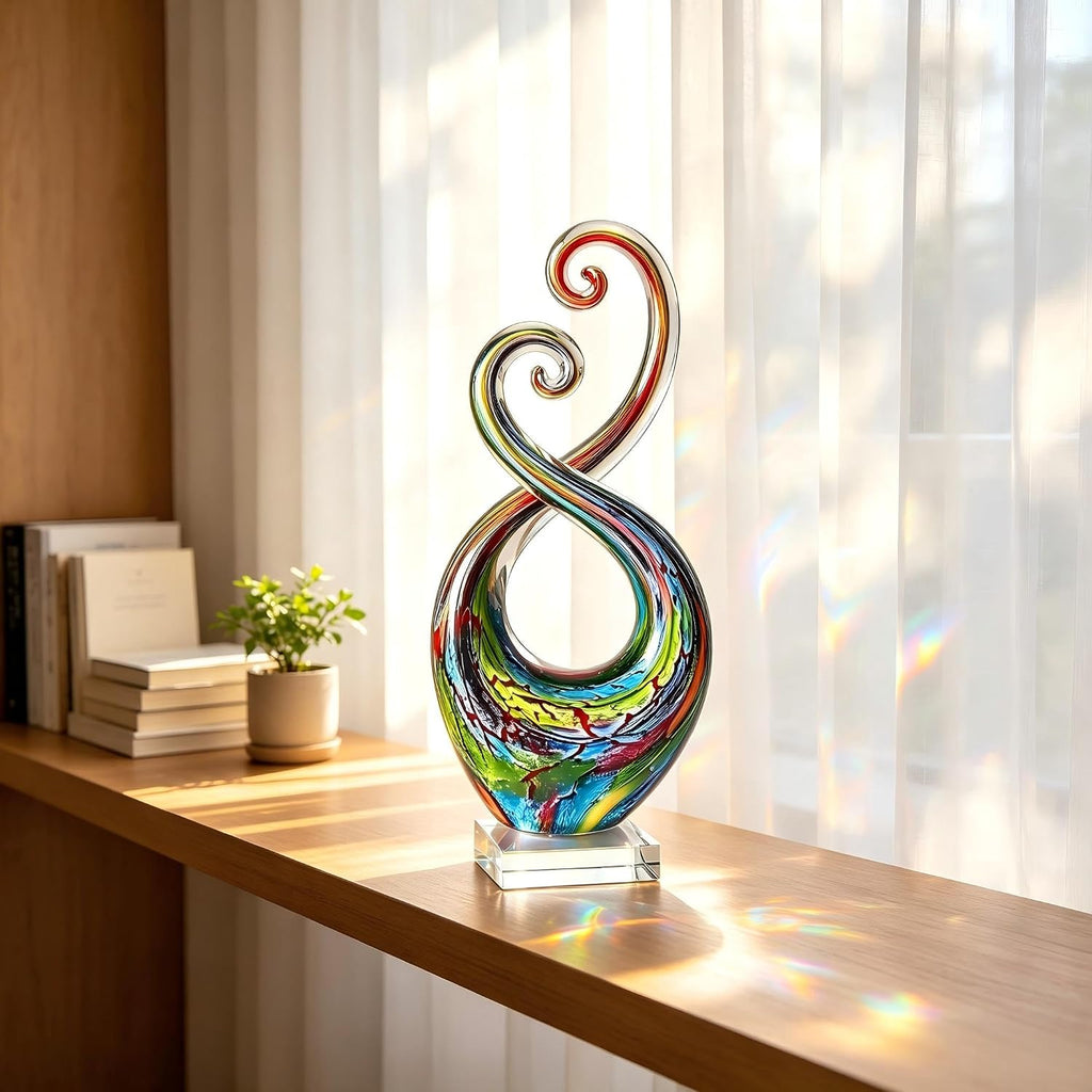 14in Hand Blown Murano Style Abstract Swirl Glass Sculpture Home Decor - Set of 60