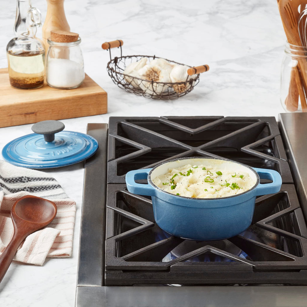 & Clark 1-Quart Enameled Cast Iron Dutch Oven Pot with Lid, Blue