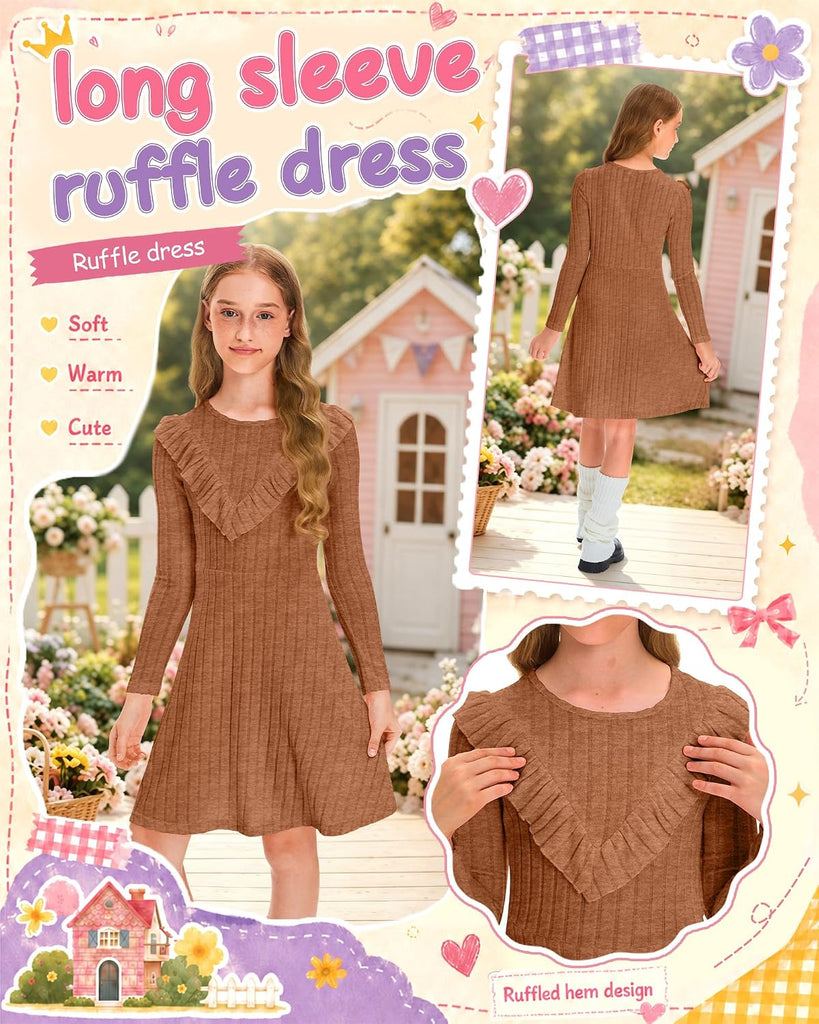 Girls' Long Sleeve Sweater Dress